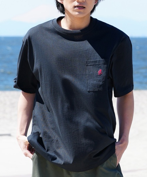 Gramicci(グラミチ)の「GRAMICCI/グラミチ 半袖Tシャツ レギュラーシルエット オーガニックコットン G304-OGJ(Tシャツ/カットソー・メンズ・ブルーグレー/スミクロ/ストーン/ホワイト/ヘザーグレー/カーキ・XL/L/M)」の3枚目の写真