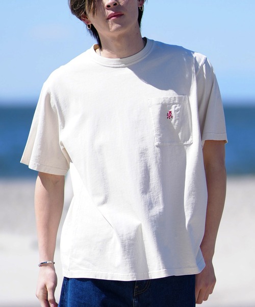 Gramicci(グラミチ)の「GRAMICCI/グラミチ 半袖Tシャツ レギュラーシルエット オーガニックコットン G304-OGJ(Tシャツ/カットソー・メンズ・ブルーグレー/スミクロ/ストーン/ホワイト/ヘザーグレー/カーキ・XL/L/M)」の1枚目の写真