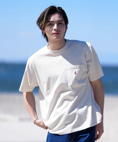 Gramicci(グラミチ)の「GRAMICCI/グラミチ 半袖Tシャツ レギュラーシルエット オーガニックコットン G304-OGJ(Tシャツ/カットソー・メンズ・ブルーグレー/スミクロ/ストーン/ホワイト/ヘザーグレー/カーキ・XL/L/M)」の12枚目の写真