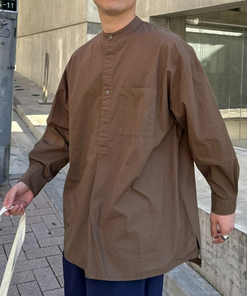 SOUNDSGOOOOD(サウンズグッド)の「【SOUNDS GOOOOD / サウンズグッド】切替バックジップバンドカラープルオーバーシャツ(シャツ/ブラウス・メンズ・ブラック/ブラウン/サックスブルー/ブルー・ONE SIZE)」の2枚目の写真