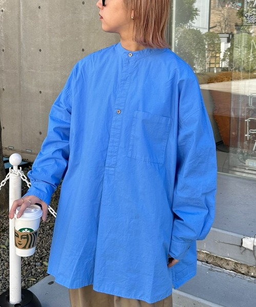 SOUNDSGOOOOD(サウンズグッド)の「【SOUNDS GOOOOD / サウンズグッド】切替バックジップバンドカラープルオーバーシャツ(シャツ/ブラウス・メンズ・ブラック/ブラウン/サックスブルー/ブルー・ONE SIZE)」の4枚目の写真