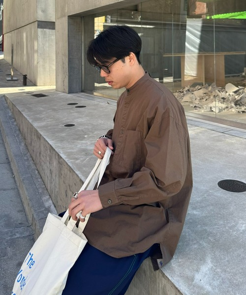 SOUNDSGOOOOD(サウンズグッド)の「【SOUNDS GOOOOD / サウンズグッド】切替バックジップバンドカラープルオーバーシャツ(シャツ/ブラウス・メンズ・ブラック/ブラウン/サックスブルー/ブルー・ONE SIZE)」の11枚目の写真