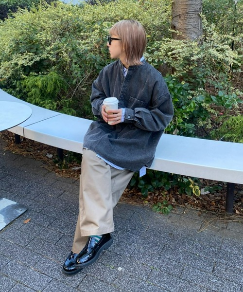 SOUNDSGOOOOD(サウンズグッド)の「【SOUNDS GOOOOD / サウンズグッド】切替バックジップバンドカラープルオーバーシャツ(シャツ/ブラウス・メンズ・ブラック/ブラウン/サックスブルー/ブルー・ONE SIZE)」の7枚目の写真