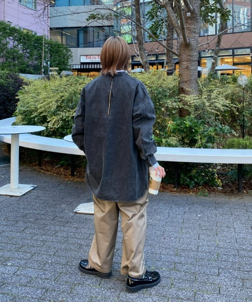 SOUNDSGOOOOD(サウンズグッド)の「【SOUNDS GOOOOD / サウンズグッド】切替バックジップバンドカラープルオーバーシャツ(シャツ/ブラウス・メンズ・ブラック/ブラウン/サックスブルー/ブルー・ONE SIZE)」の8枚目の写真