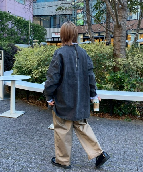 SOUNDSGOOOOD(サウンズグッド)の「【SOUNDS GOOOOD / サウンズグッド】切替バックジップバンドカラープルオーバーシャツ(シャツ/ブラウス・メンズ・ブラック/ブラウン/サックスブルー/ブルー・ONE SIZE)」の9枚目の写真