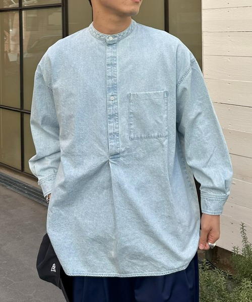 SOUNDSGOOOOD(サウンズグッド)の「【SOUNDS GOOOOD / サウンズグッド】切替バックジップバンドカラープルオーバーシャツ(シャツ/ブラウス・メンズ・ブラック/ブラウン/サックスブルー/ブルー・ONE SIZE)」の15枚目の写真