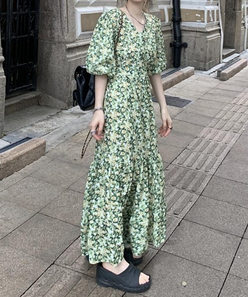 N.s(エヌドットエス)の「花柄カシュクールワンピース(ワンピース・レディース・グリーン・M/S/L)」の9枚目の写真