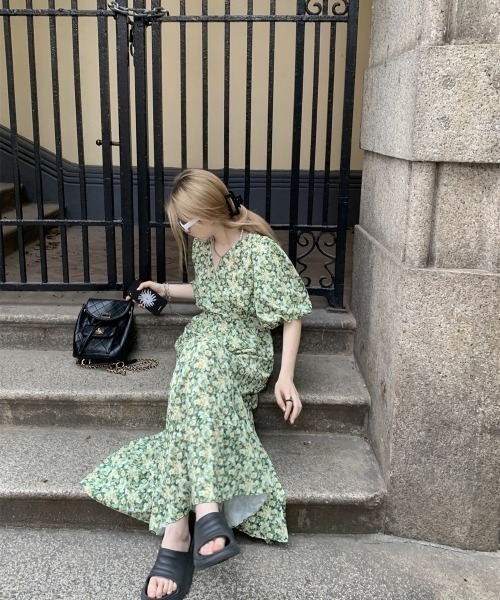 N.s(エヌドットエス)の「花柄カシュクールワンピース(ワンピース・レディース・グリーン・M/S/L)」の11枚目の写真