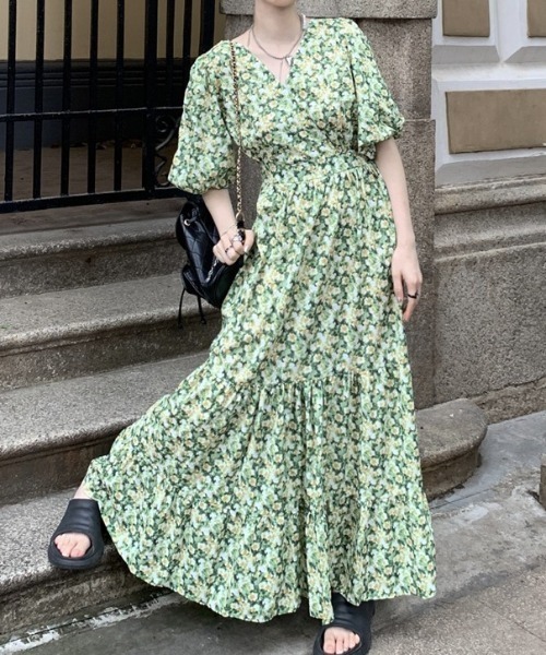 N.s(エヌドットエス)の「花柄カシュクールワンピース(ワンピース・レディース・グリーン・M/S/L)」の5枚目の写真