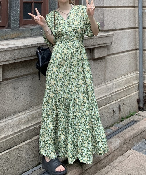N.s(エヌドットエス)の「花柄カシュクールワンピース(ワンピース・レディース・グリーン・M/S/L)」の3枚目の写真
