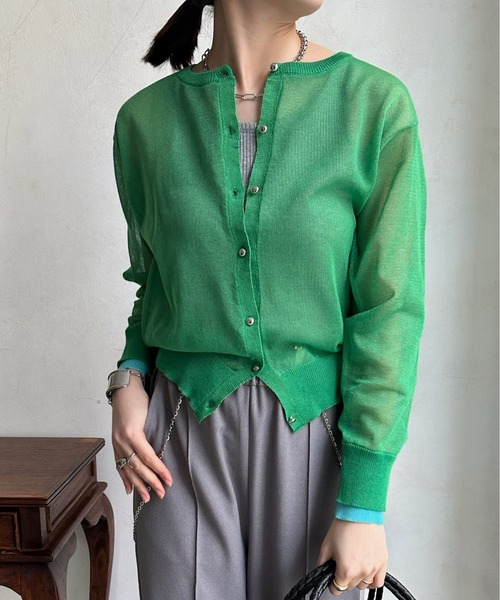 DOUDOU ドゥドゥ　カーディガン　グリーン DouDou（ドゥドゥ）｜カーディガン/ボレロ（グリーン系）一覧 - WEAR