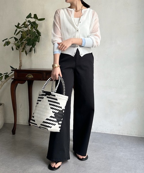 DouDou（ドゥドゥ）の「【WEB限定】 ダブルカフスシアークルーカーディガン（カーディガン/ボレロ・レディース・グリーン/オフホワイト/バイオレット/ブラック・FREE）」の13枚目の写真