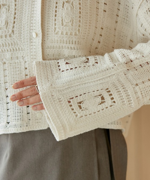 VIS（ビス）の「クロシェカーデガン（カーディガン/ボレロ・レディース・ブラック/キナリ・FREE）」の21枚目の写真