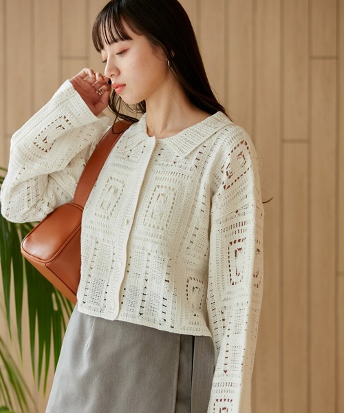 VIS（ビス）の「クロシェカーデガン（カーディガン/ボレロ・レディース・ブラック/キナリ・FREE）」の15枚目の写真