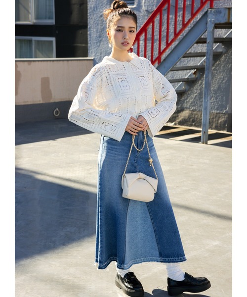 VIS（ビス）の「クロシェカーデガン（カーディガン/ボレロ・レディース・ブラック/キナリ・FREE）」の11枚目の写真