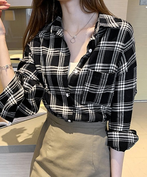 Miniministore(ミニミニストア)の「チェック柄 シャツブラウス レディース(シャツ/ブラウス・レディース・ホワイト/ブラック・XL/L)」の11枚目の写真