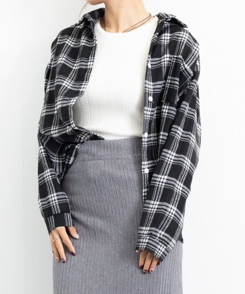Miniministore(ミニミニストア)の「チェック柄 シャツブラウス レディース(シャツ/ブラウス・レディース・ホワイト/ブラック・XL/L)」の18枚目の写真