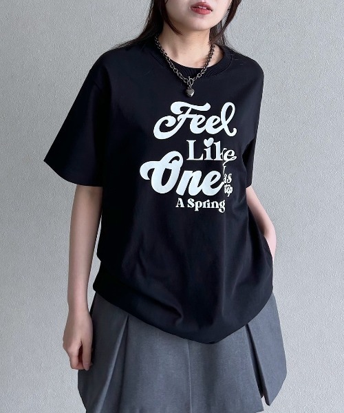 PAGEBOY(ページボーイ)の「アートロゴTシャツ(Tシャツ/カットソー・レディース・ブラック/オフホワイト/コーラルピンク・FREE)」の2枚目の写真