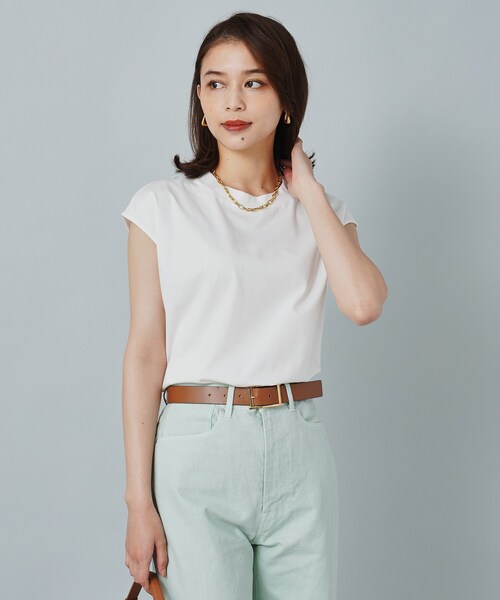 UNTITLED（アンタイトル）の「◆フレンチスリーブTシャツ（Tシャツ/カットソー・レディース・ブラック/ブルーグリーン/オフホワイト・00/02/44/48/04）」の2枚目の写真