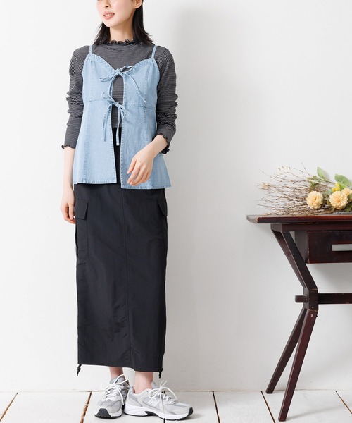 mili an deni（ミリアンデニ）の「サイドドロストカーゴスカート（スカート・レディース・カーキ/ブラック/グレー/ライトカーキ/アイボリー・M）」の9枚目の写真