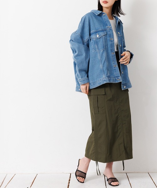 mili an deni（ミリアンデニ）の「サイドドロストカーゴスカート（スカート・レディース・カーキ/ブラック/グレー/ライトカーキ/アイボリー・M）」の16枚目の写真