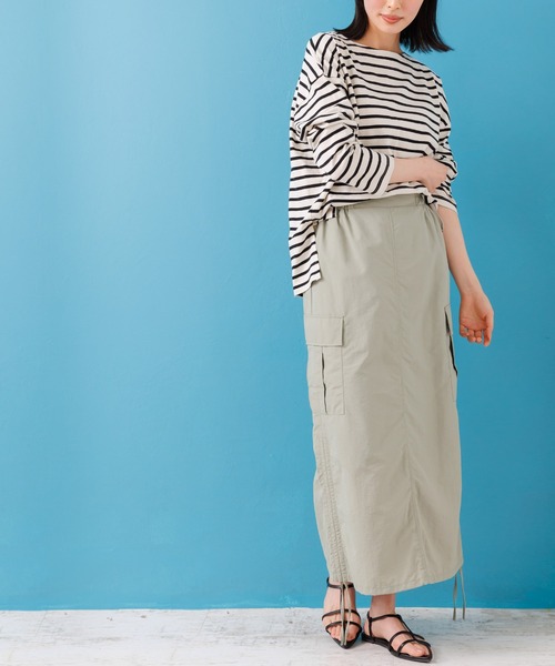 mili an deni（ミリアンデニ）の「サイドドロストカーゴスカート（スカート・レディース・カーキ/ブラック/グレー/ライトカーキ/アイボリー・M）」の20枚目の写真