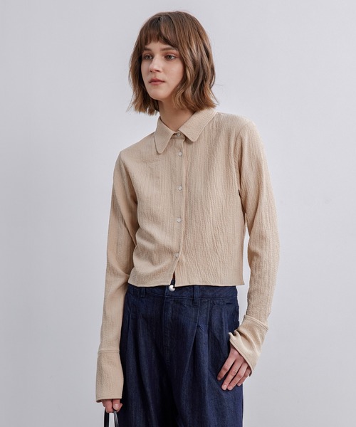 【セール】【ELOOPS】シャーリングショート丈ブラウス(シャツ/ブラウス)|ELOOPS(イーループス) 【セール】【ELOOPS】シャーリングショート丈ブラウス(シャツ/ブラウス)|ELOOPS(イーループス)