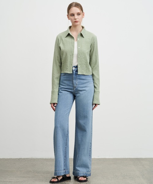 【セール】【ELOOPS】シャーリングショート丈ブラウス(シャツ/ブラウス)|ELOOPS(イーループス) 【セール】【ELOOPS】シャーリングショート丈ブラウス(シャツ/ブラウス)|ELOOPS(イーループス)