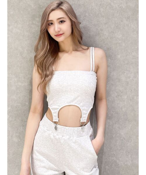 GYDA（ジェイダ）の「SQUARE gydaチャームガータービスチェ（キャミソール・レディース・ライトグレー/ブラック・FREE）」の15枚目の写真