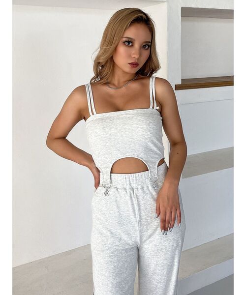 GYDA（ジェイダ）の「SQUARE gydaチャームガータービスチェ（キャミソール・レディース・ライトグレー/ブラック・FREE）」の4枚目の写真