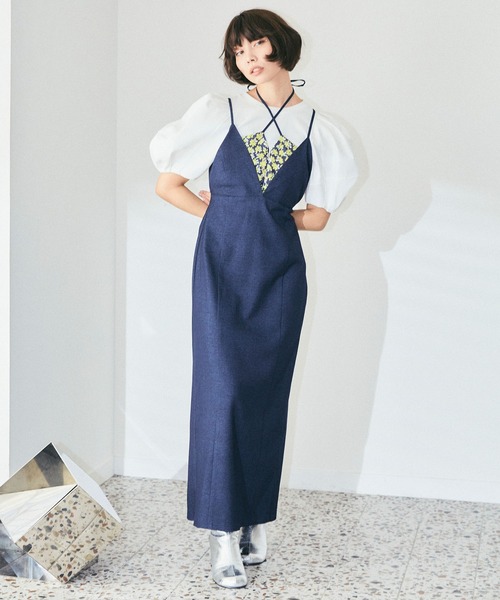 ELLEgirl（エルガール）の「フラワージャガードビスチェワンピース【ELLEgirl/エル ガール】（ワンピース・レディース・ブラック/ネイビー・FREE）」の2枚目の写真