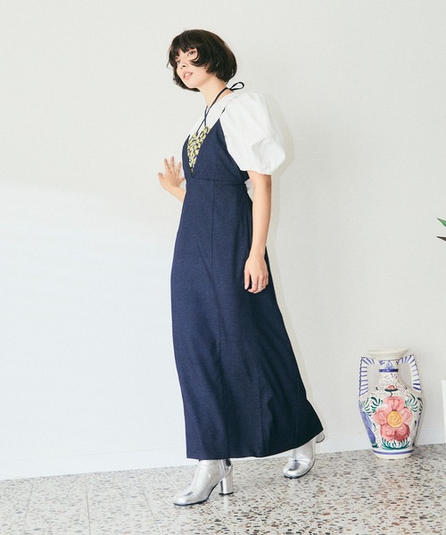 ELLEgirl（エルガール）の「フラワージャガードビスチェワンピース【ELLEgirl/エル ガール】（ワンピース・レディース・ブラック/ネイビー・FREE）」の5枚目の写真