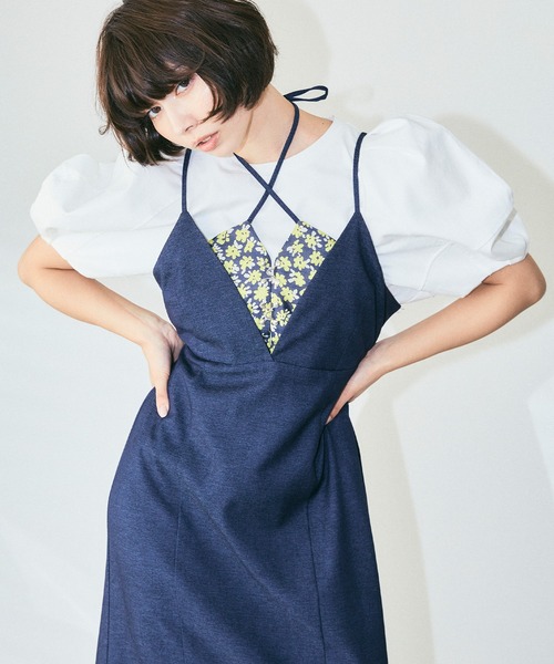 ELLEgirl（エルガール）の「フラワージャガードビスチェワンピース【ELLEgirl/エル ガール】（ワンピース・レディース・ブラック/ネイビー・FREE）」の9枚目の写真