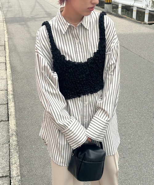 select MOCA(セレクトモカ)の「シアーシャーリングビスチェ(ベスト・レディース・ブラック/アイボリー・FREE)」の19枚目の写真