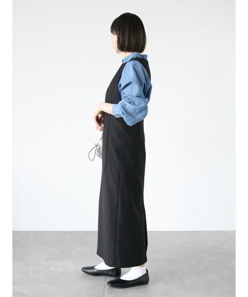 Lugnoncure（ルノンキュール）の「サイドスリットジャンパースカート（ワンピース・レディース・ブラック/ベージュ・F）」の6枚目の写真