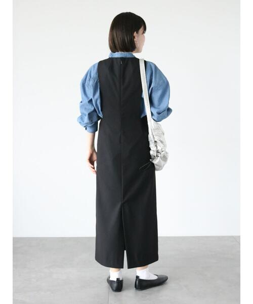 Lugnoncure（ルノンキュール）の「サイドスリットジャンパースカート（ワンピース・レディース・ブラック/ベージュ・F）」の7枚目の写真