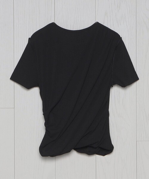 H　BEAUTY&YOUTH UNITED ARROWS（エイチビューティーアンドユースユナイテッドアローズ）の「＜H＞ツイストショートスリーブカットソー（Tシャツ/カットソー・レディース・ブラック/クリーム・FREE）」の10枚目の写真
