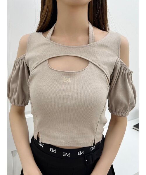 EATME ホルターネックセットリブTOP イートミー EATME ホルターネックセットリブTOP （ベージュ