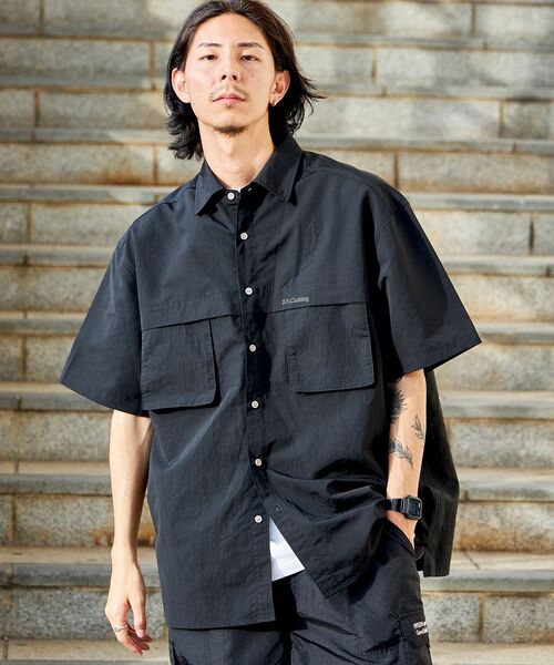 PFINGERIN ナイロンシャツ　ネイビー PFINGERIN ナイロンシャツ ネイビー