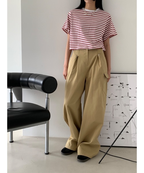 Didot.showroom(ディドット ショールーム)の「【DIDOT.】ボーダー配色クロップドT(Tシャツ/カットソー・レディース・レッド/ホワイト/ブラック・FREE)」の15枚目の写真