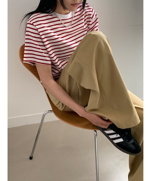Didot.showroom(ディドット ショールーム)の「【DIDOT.】ボーダー配色クロップドT(Tシャツ/カットソー・レディース・レッド/ホワイト/ブラック・FREE)」の13枚目の写真