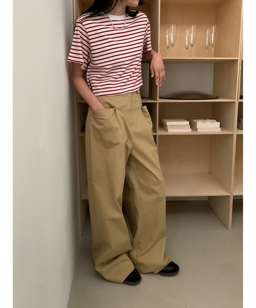 Didot.showroom(ディドット ショールーム)の「【DIDOT.】ボーダー配色クロップドT(Tシャツ/カットソー・レディース・レッド/ホワイト/ブラック・FREE)」の16枚目の写真