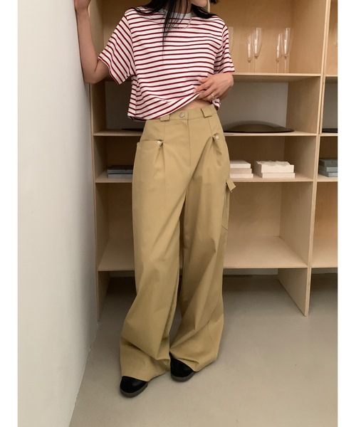 セール】【DIDOT.】ボーダー配色クロップドT（Tシャツ