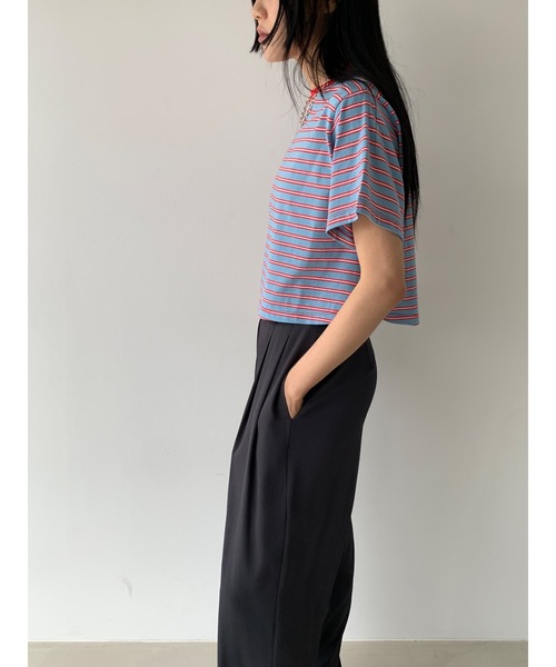tシャツ 「DIDOT.」ボーダー配色クロップドT レディース Didot.showroom tシャツ 「DIDOT.」ボーダー配色クロップドT