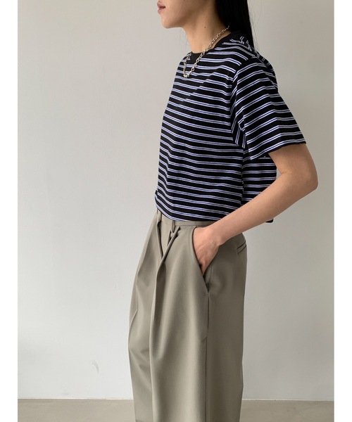 Didot.showroom(ディドット ショールーム)の「【DIDOT.】ボーダー配色クロップドT(Tシャツ/カットソー・レディース・レッド/ホワイト/ブラック・FREE)」の21枚目の写真