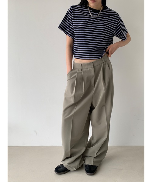 Didot.showroom(ディドット ショールーム)の「【DIDOT.】ボーダー配色クロップドT(Tシャツ/カットソー・レディース・レッド/ホワイト/ブラック・FREE)」の20枚目の写真