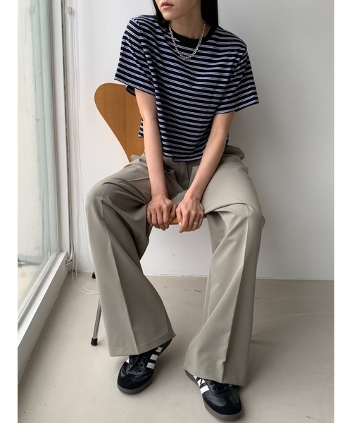 Didot.showroom(ディドット ショールーム)の「【DIDOT.】ボーダー配色クロップドT(Tシャツ/カットソー・レディース・レッド/ホワイト/ブラック・FREE)」の22枚目の写真