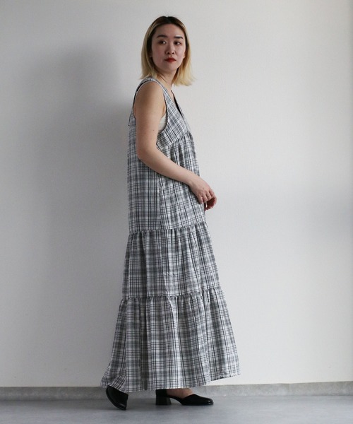 cepo(セポ)の「バックリボンチェックティアードワンピース(ワンピース・レディース・オフホワイト/ブラック・M)」の10枚目の写真