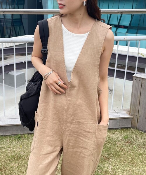 GEVACO（ゲバコ）の「【GEVACO/ゲバコ】コットンリネンサロペット（サロペット/オーバーオール・レディース・ブラック/ベージュ・36/38）」の10枚目の写真