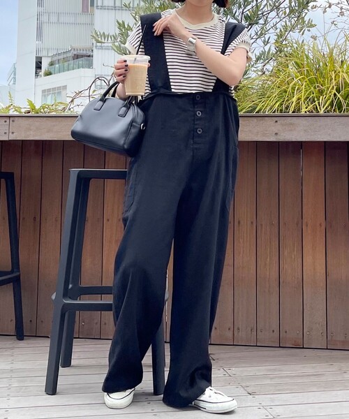 GEVACO（ゲバコ）の「【GEVACO/ゲバコ】コットンリネンサロペット（サロペット/オーバーオール・レディース・ブラック/ベージュ・36/38）」の12枚目の写真